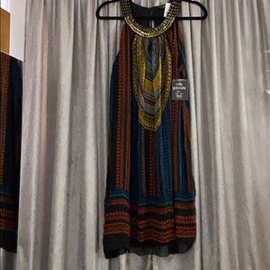 Chiffon overlay printed  swing dress